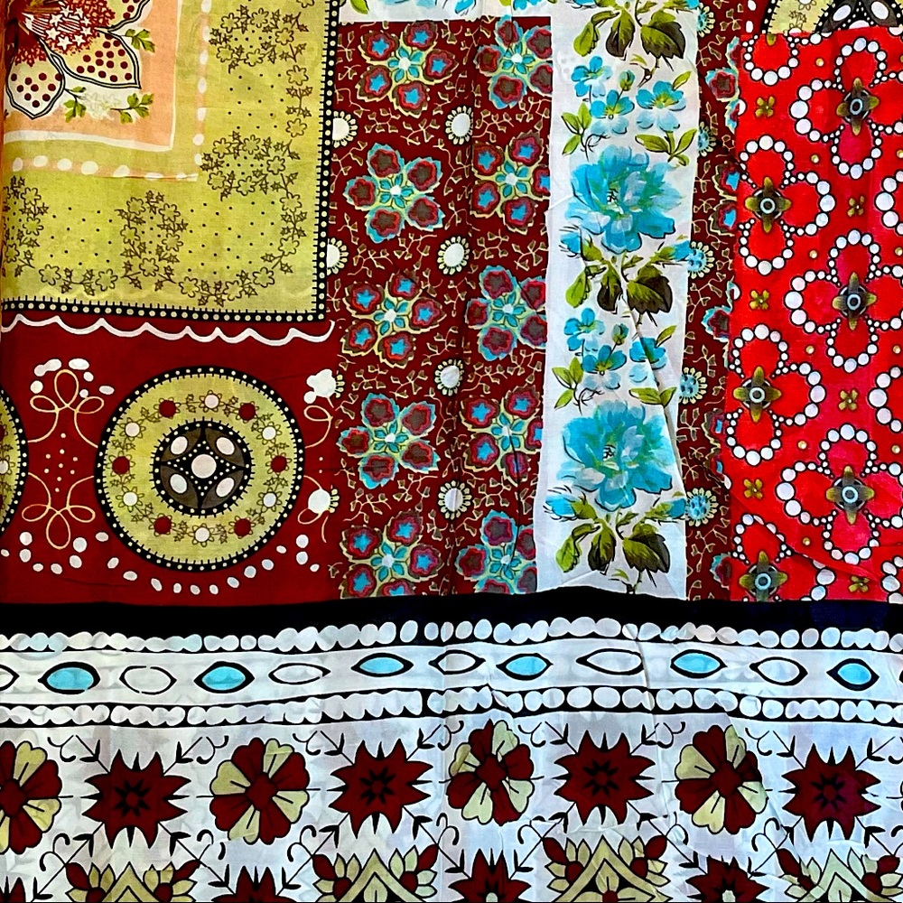 Printed geometric silk blend material total of 5  Yards Width 52 Inches